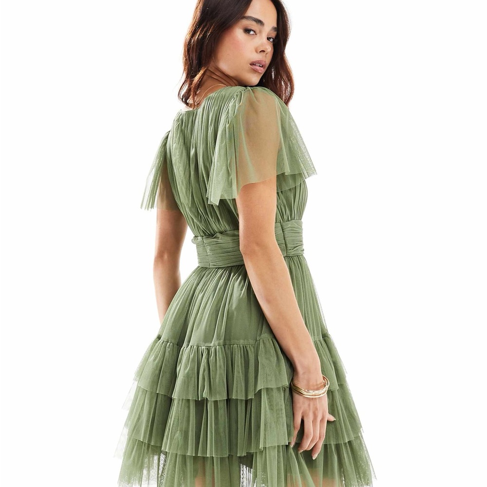 Green Ruffled Tiered Mini Sundress